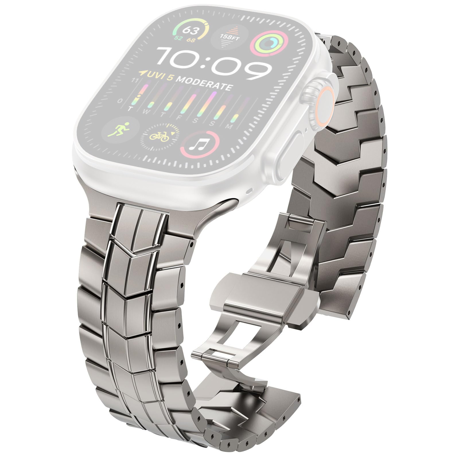 For Apple Watch Ultra 2 Ultra 49mm / 9 8 7 45mm / 6 5 4 SE (2022) SE (2023) SE 44mm / 3 2 1 42mm Titanium Alloy Watch Strap For Apple Watch Ultra 2 Ultra 49mm / 9 8 7 45mm / 6 5 4 SE (2022) SE (2023) SE 44mm / 3 2 1 42mm Titanium Alloy Watch Strap